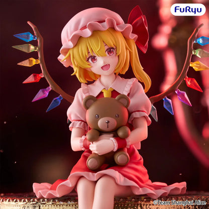 Touhou Project Flandre Scarlet Noodle Stopper figure holding a teddy bear with colorful crystal wings and a seated pose