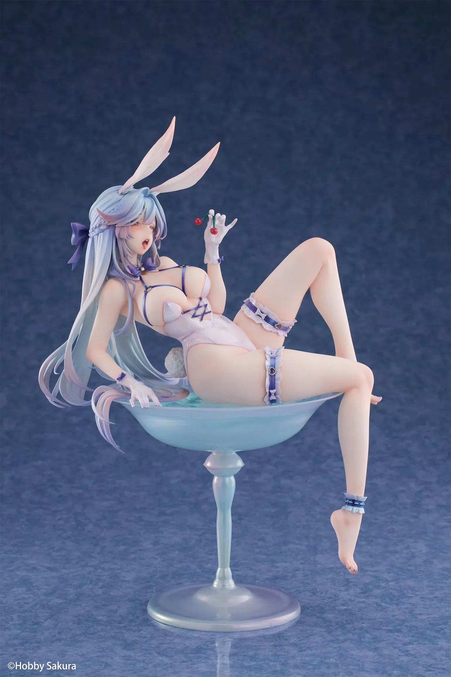Cocktail Glass Bunny Deluxe Edition 1/6 scale figure by Hobby Sakura featuring bunny girl reclining in translucent cocktail glass with bonus wall scroll