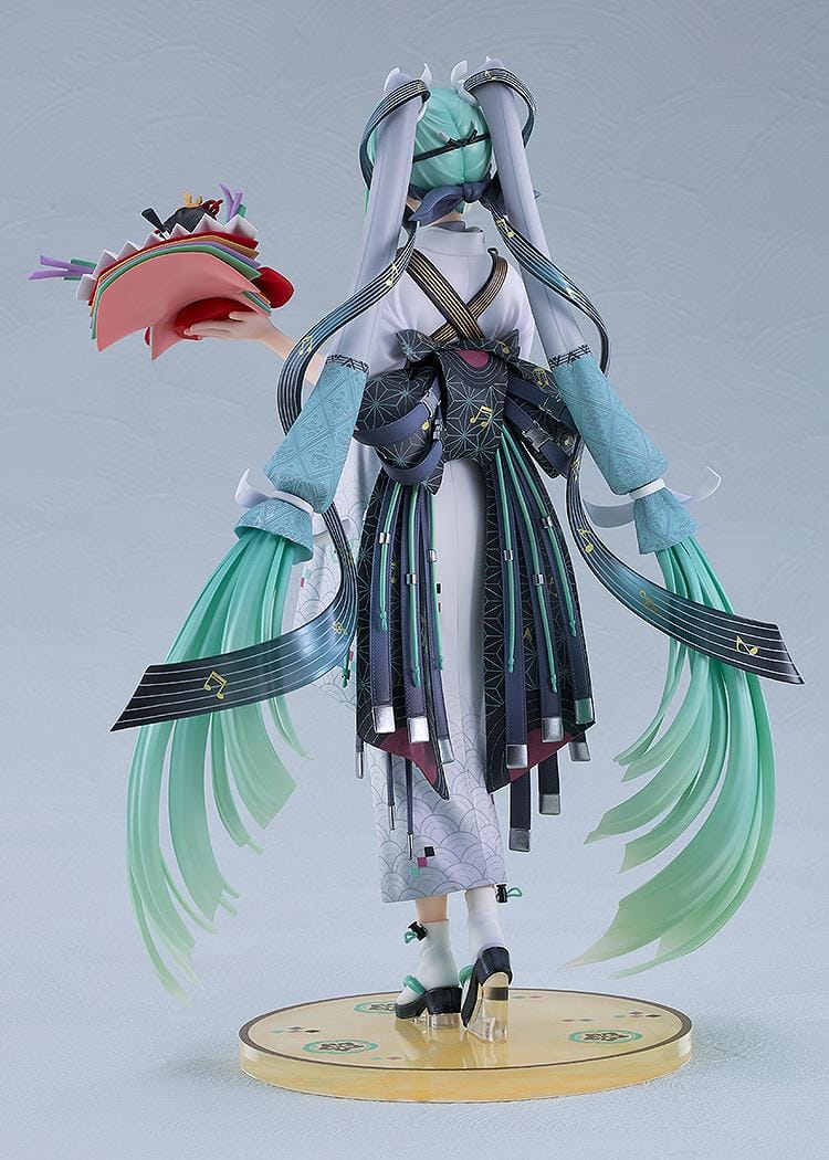 Hatsune Miku Smile x Future Ver. 1/7 scale figure wearing a kimono-inspired outfit with mint twin tails and decorative fan accessory