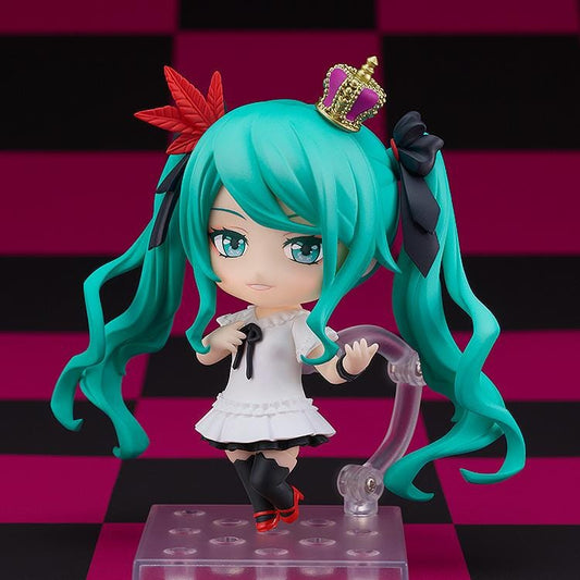 Hatsune Miku Nendoroid Hatsune Miku World Is Mine 2024 Ver. Figure Rerelease featuring Miku with teal twin tails, crown accessory, white outfit, and red and black accents.