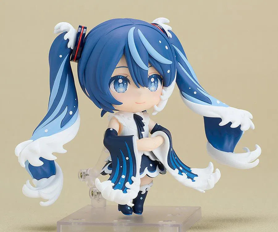Hatsune Miku Katsushika Hokusai Collaboration Nendoroid featuring blue wave-inspired twin-tails and a white-and-navy outfit.