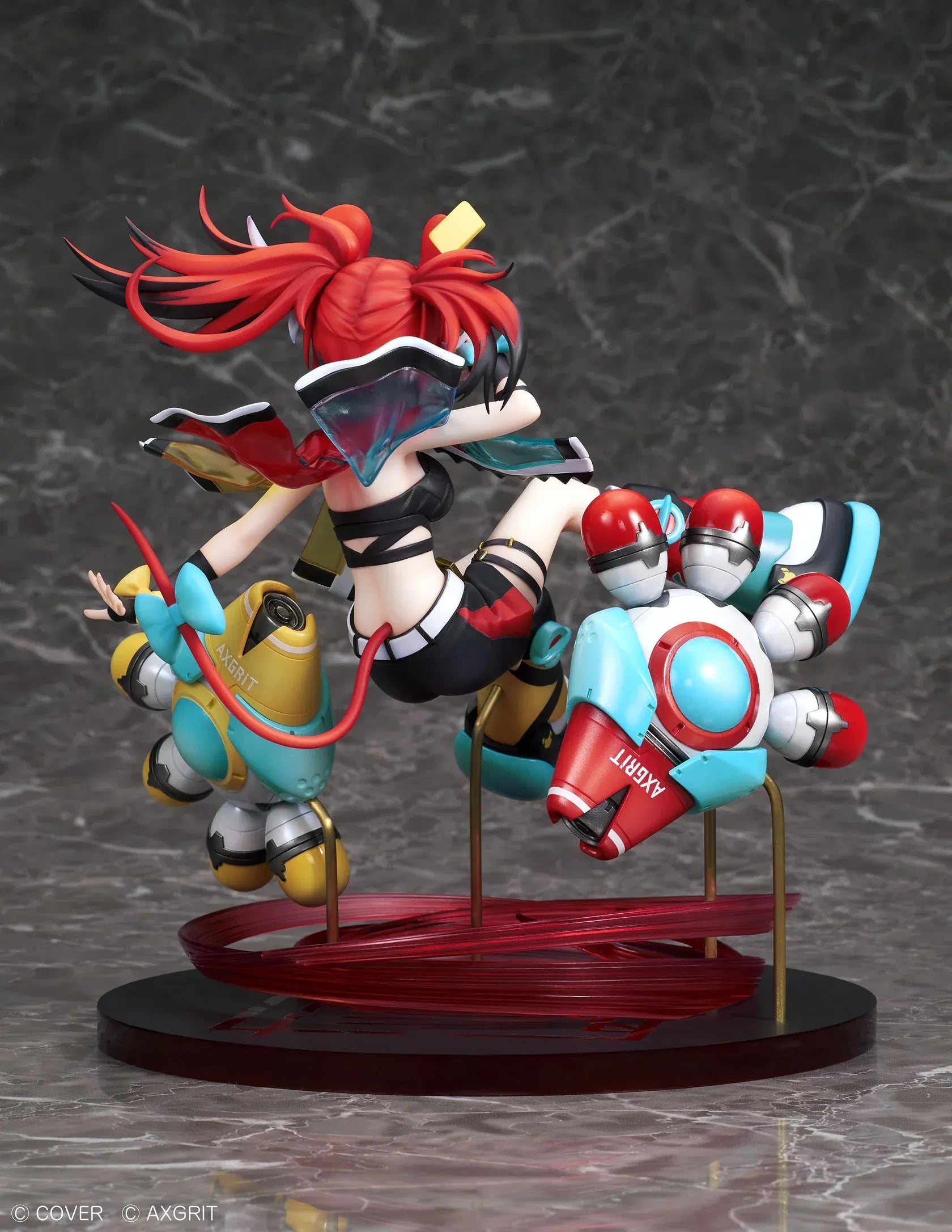 Hololive Hakos Baelz AXGRIT version 1/7 scale figure with dynamic pose red twin tails and mechanical companions