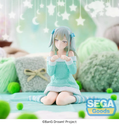 BanG Dream Yumemirize Mutsumi Wakaba Pajama Party Figure wearing mint green pajamas with striped socks