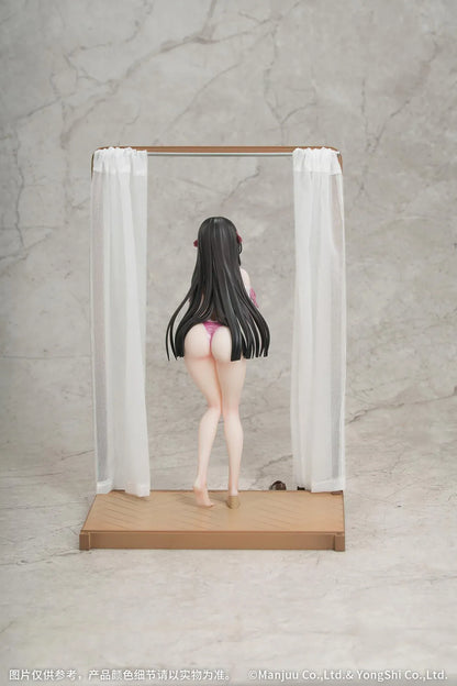 Azur Lane Gift+ Trinidad Trapper in the Changing Room Ver. 1/8 Scale Figure featuring Trinidad with long dark hair, pink outfit details, curtain frame, mirror backdrop, and shoe accessories.