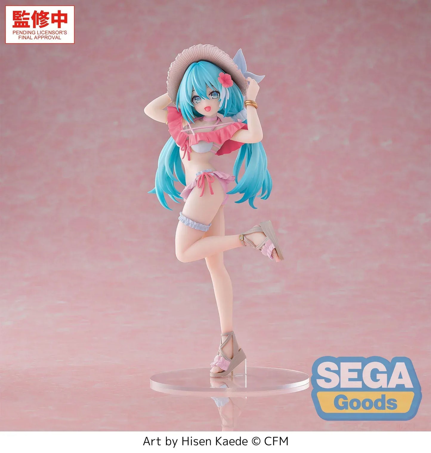 Hatsune Miku Tropical version Luminasta figure wearing summer outfit with sun hat and twin tails