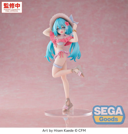 Hatsune Miku Tropical version Luminasta figure wearing summer outfit with sun hat and twin tails