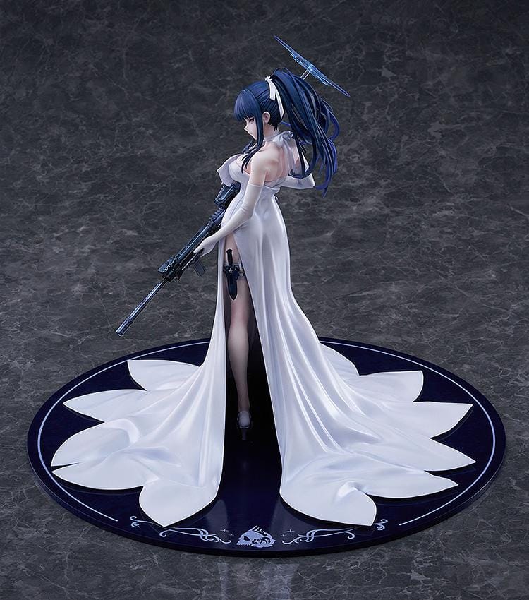 Blue Archive Saori Dress 1/7 scale figure featuring Saori in a flowing white evening gown holding her signature rifle