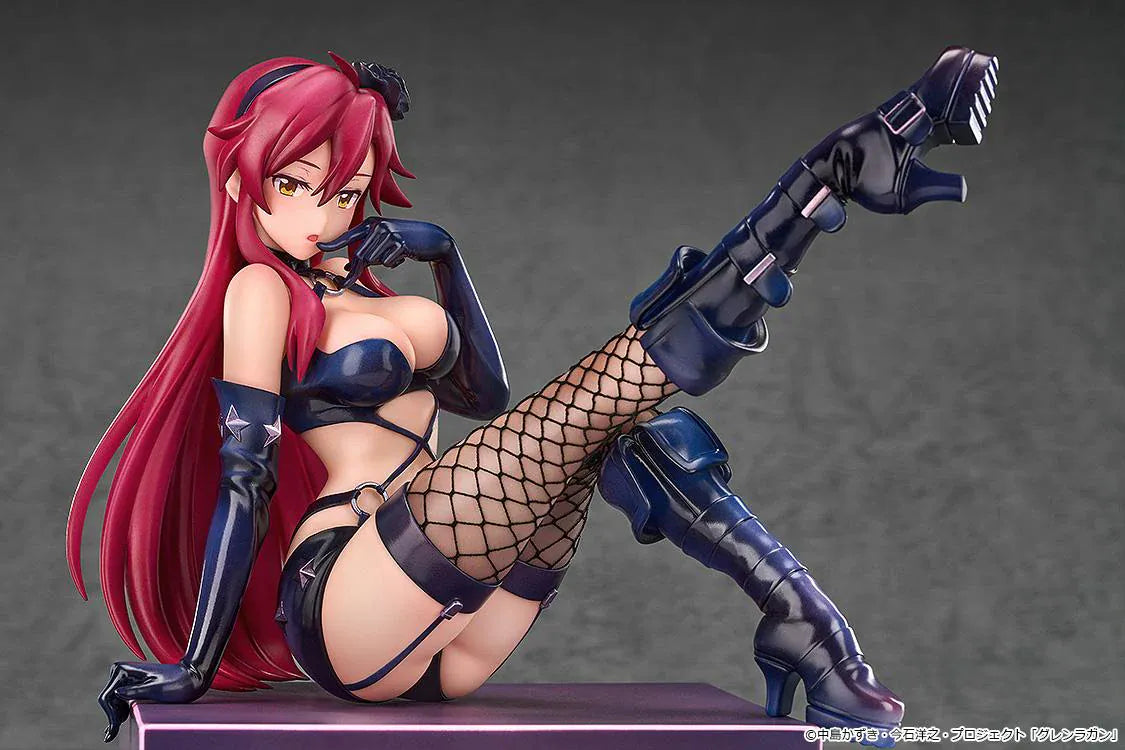 Tengen Toppa Gurren Lagann Kirameki Yoko Box Pieces of Sweet Stars Yoko Bondage Costume Ver. 1/7 Scale Figure featuring Yoko in a black outfit with long red hair and a seated pose.