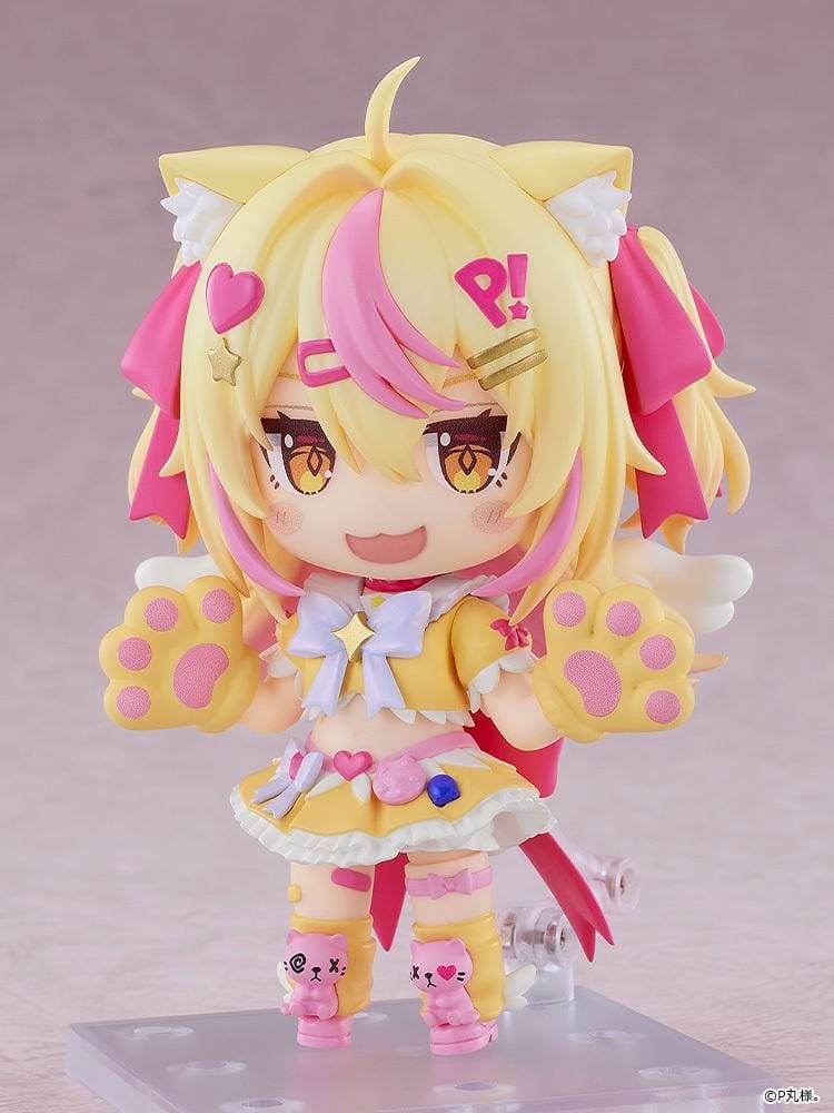 Pmarusama Nendoroid Pmarusama Figure featuring a blonde-haired character with pink highlights, golden eyes, animal ears, a yellow and pink outfit, oversized paw-shaped gloves, and matching character-themed boots.