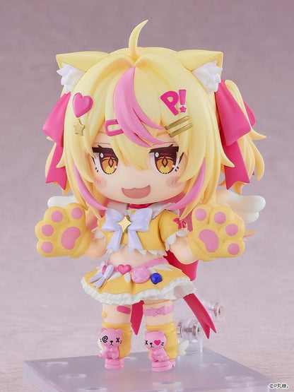 Pmarusama Nendoroid Pmarusama Figure featuring a blonde-haired character with pink highlights, golden eyes, animal ears, a yellow and pink outfit, oversized paw-shaped gloves, and matching character-themed boots.
