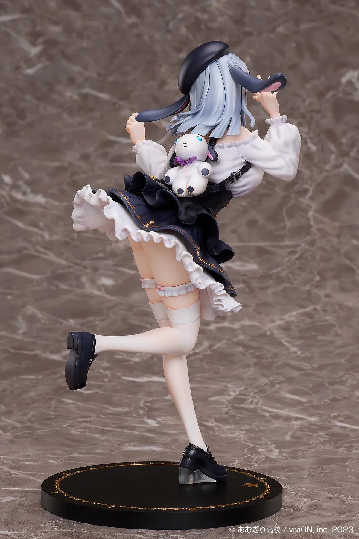 Aogiri High School Yamaguro Nekuro Casual Outfit Ver. 1/7 scale figure featuring a black-and-white dress, silver hair, bunny-inspired beret, and elegant display base