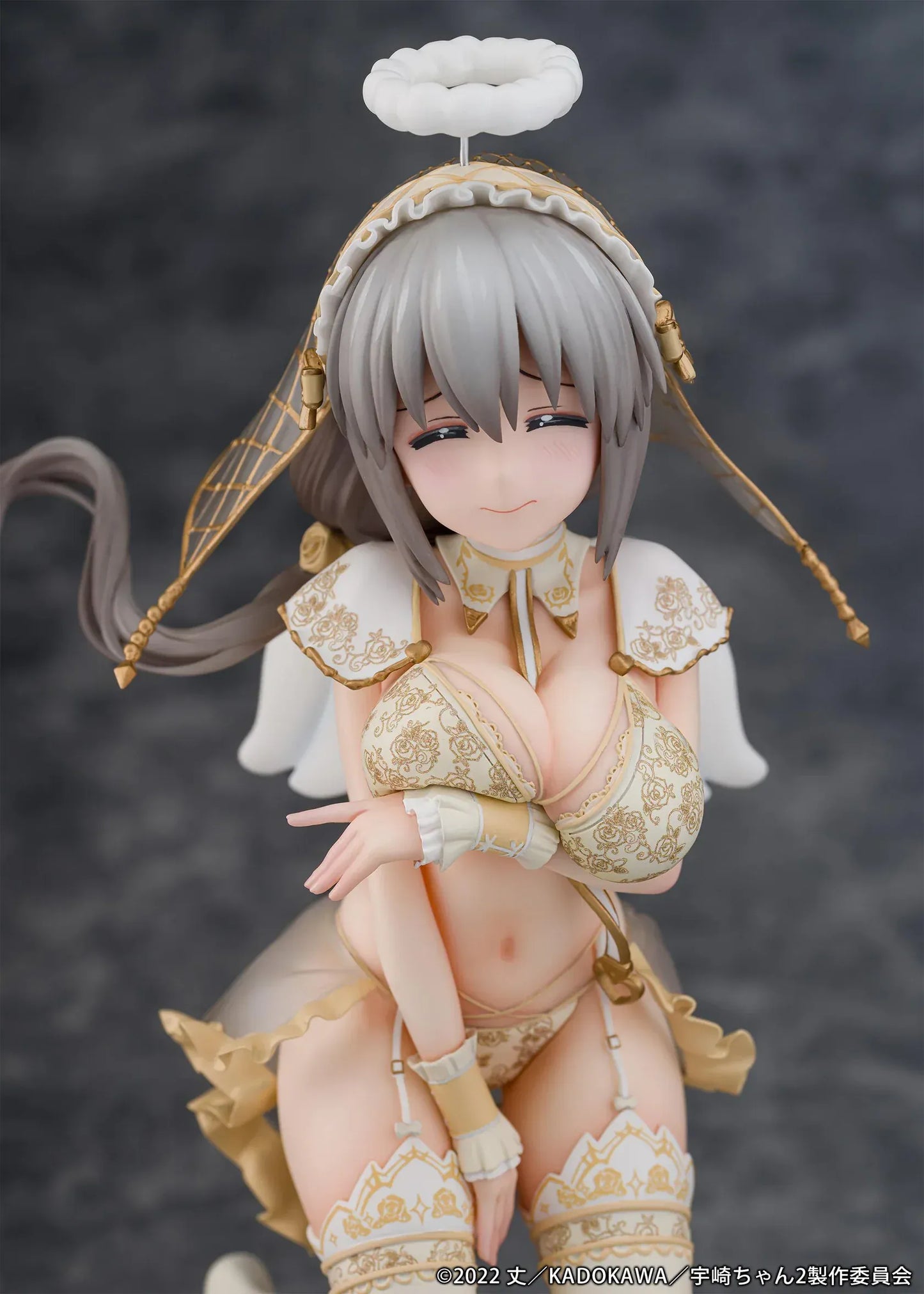 Tsuki Uzaki Angel Version 1/7 scale figure from Uzaki-chan Wants to Hang Out kneeling pose