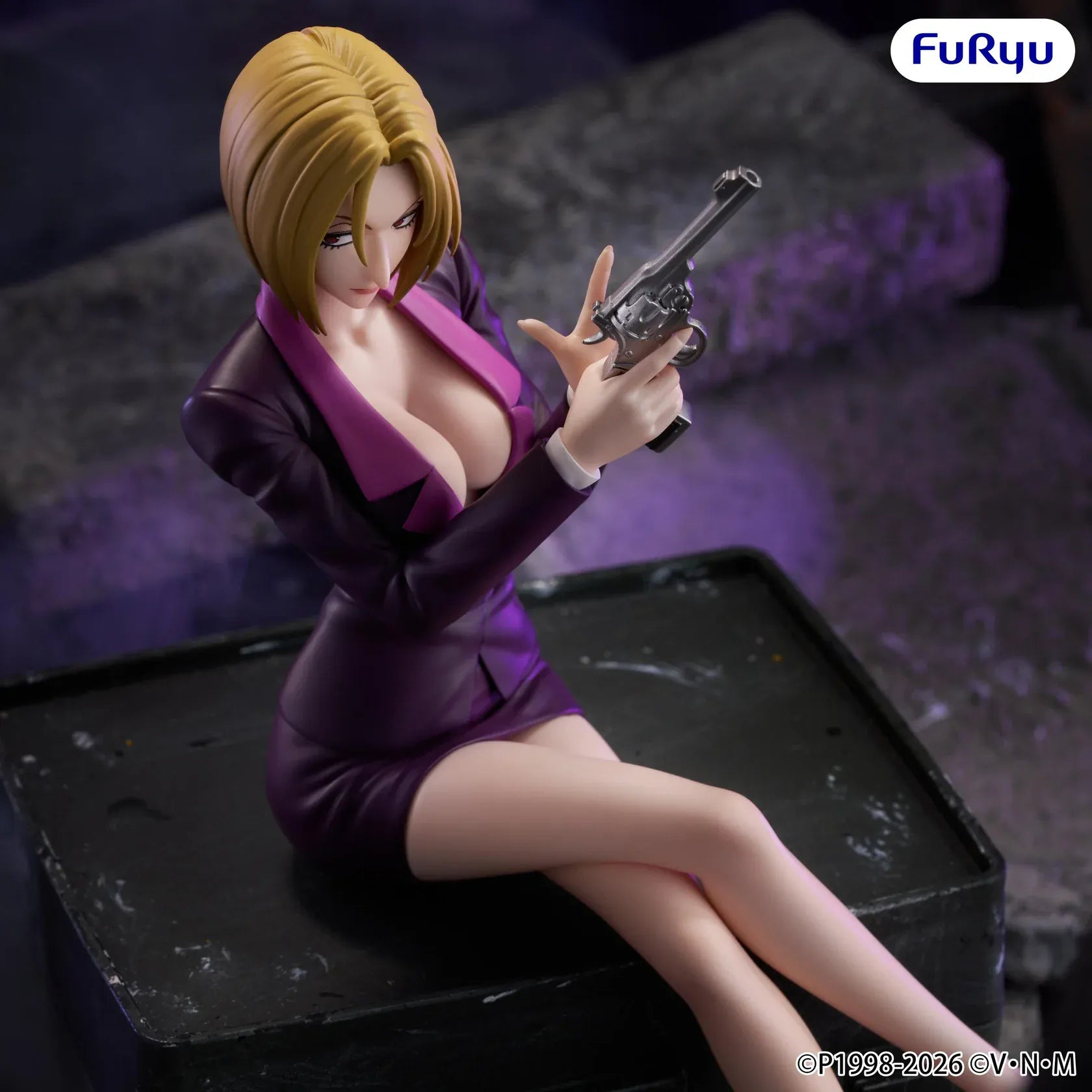 Hunter x Hunter Pakunoda Noodle Stopper Figure seated in her signature suit holding a revolver