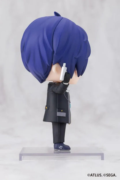 Persona 3 Reload Oshi Works Mini Hero Figure with blue hair, SEES uniform, headphones, and Evoker