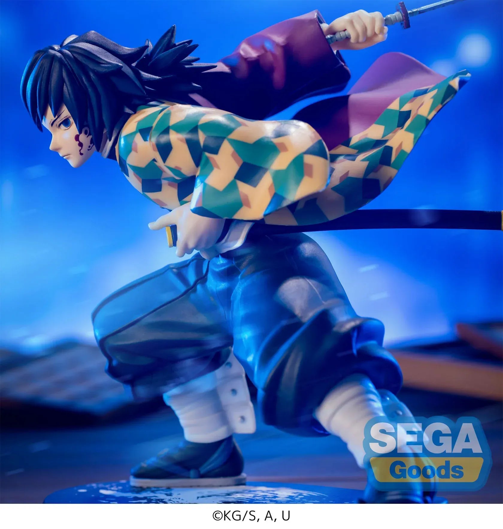 Demon Slayer Kimetsu no Yaiba Luminasta Giyu Tomioka Awakening Figure in dynamic sword pose with water-inspired display base