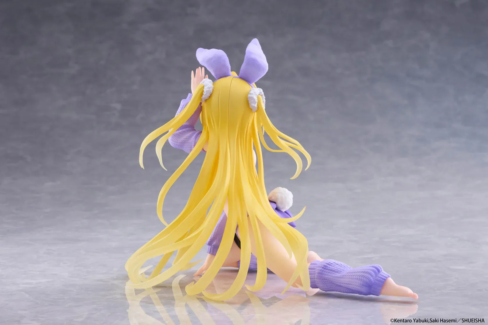 To Love-Ru Darkness MOFLOCK Golden Darkness Fluffy Bunny Ver Figure wearing a purple bunny outfit with long blonde hair