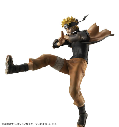 Naruto Shippuden G.E.M. Series Naruto Uzumaki Great Ninja War Ver. Rerelease figure in dynamic battle pose with Leaf Village headband and kunai detail