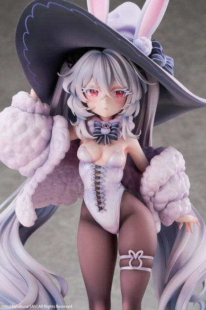 Moon Witch Police Marshmallow Deluxe Ver. 1/6 Scale Figure featuring Marshmallow with silver hair, bunny ear witch hat, lavender outfit, fluffy sleeve accents, bunny companions, and moon-themed display base.