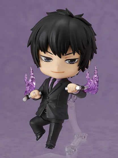 REBORN Nendoroid Kyoya Hibari Ten Years Later Ver figure featuring Hibari in a black suit with crossed arms and serious expression