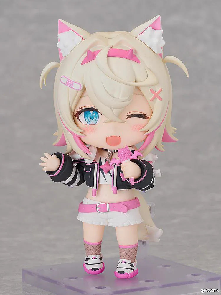 hololive production Nendoroid Mococo Abyssgard Figure with blonde hair pink wolf ears and black-and-pink outfit