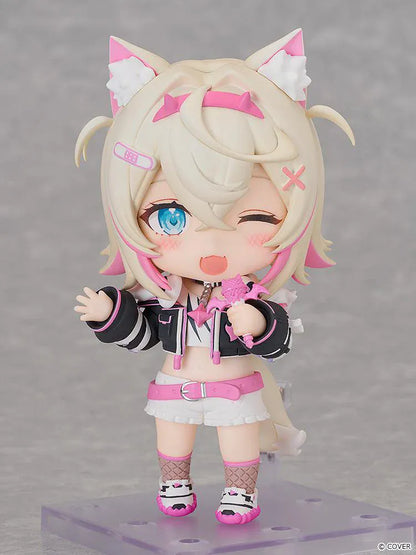 hololive production Nendoroid Mococo Abyssgard Figure with blonde hair pink wolf ears and black-and-pink outfit