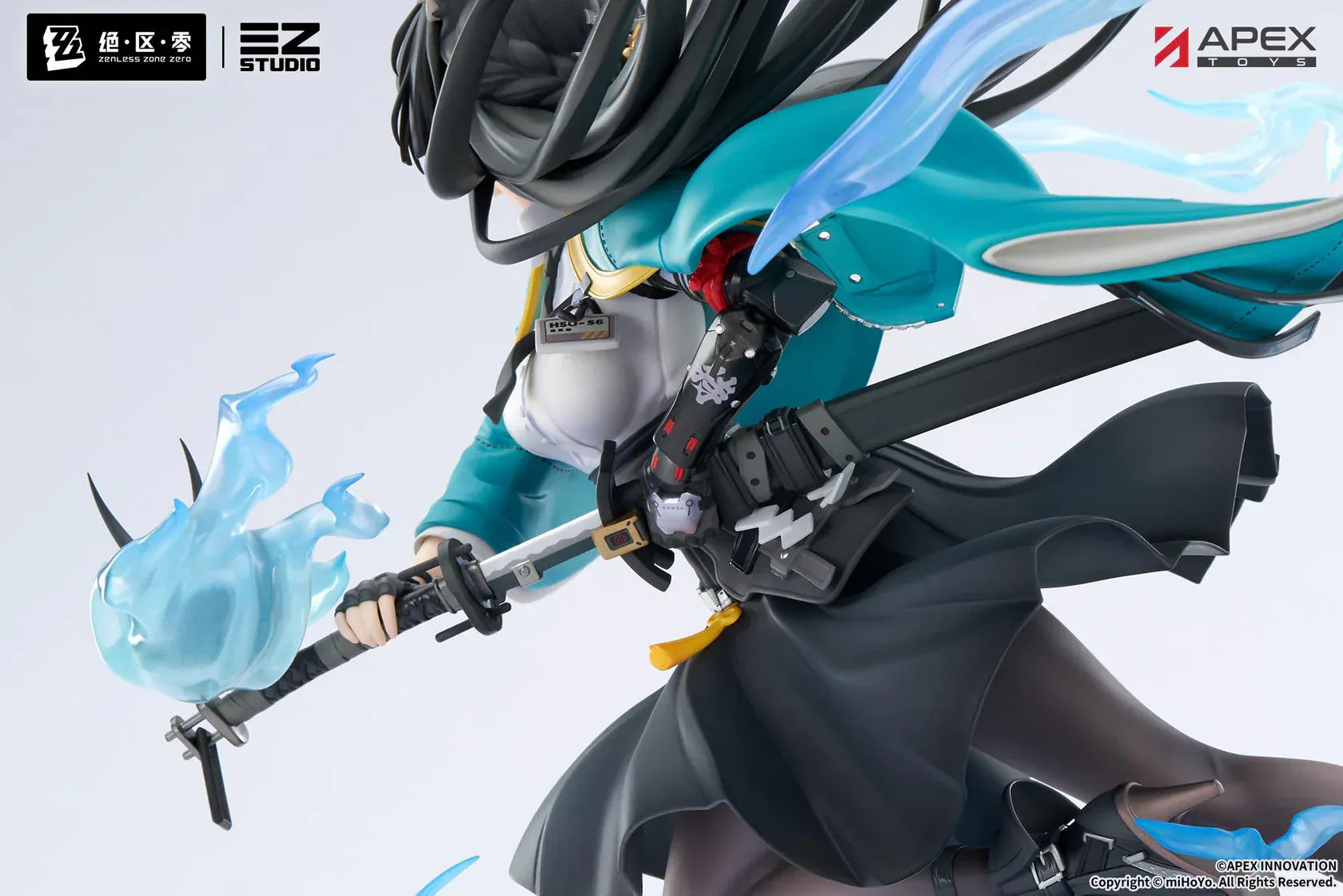 Zenless Zone Zero Miyabi Hoshimi Honed Blade of Reflection Ver 1/7 scale figure with blue energy effects and dynamic pose.