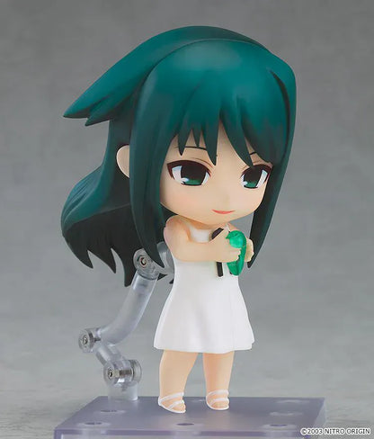 Nendoroid Saya from Saya no Uta with teal hair, white dress, and translucent wings.