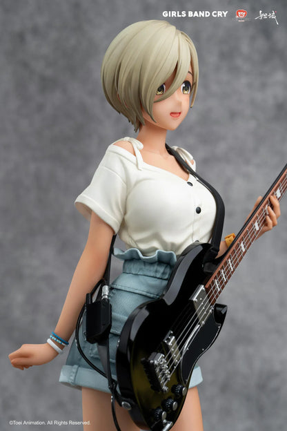 Girls Band Cry Subaru Rupa 1/7 scale figure holding black guitar with themed display base and bonus item included