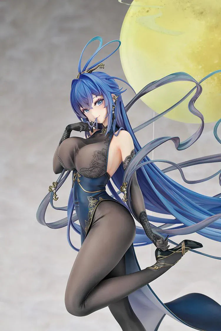 Azur Lane New Jersey Dancing in the Moonlight Ver. 1/7 Scale Figure with flowing blue hair black outfit and moonlit display base