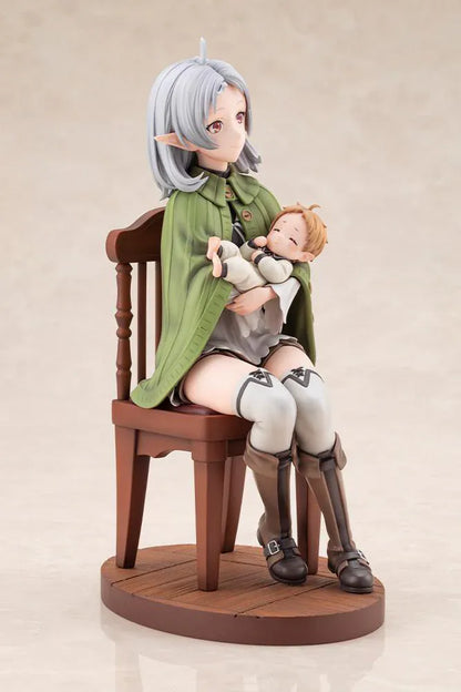 Mushoku Tensei Jobless Reincarnation Sylphiette Greyrat and Lucie Greyrat 1/7 Scale Figure with Sylphiette seated holding Lucie on a wooden-style display base