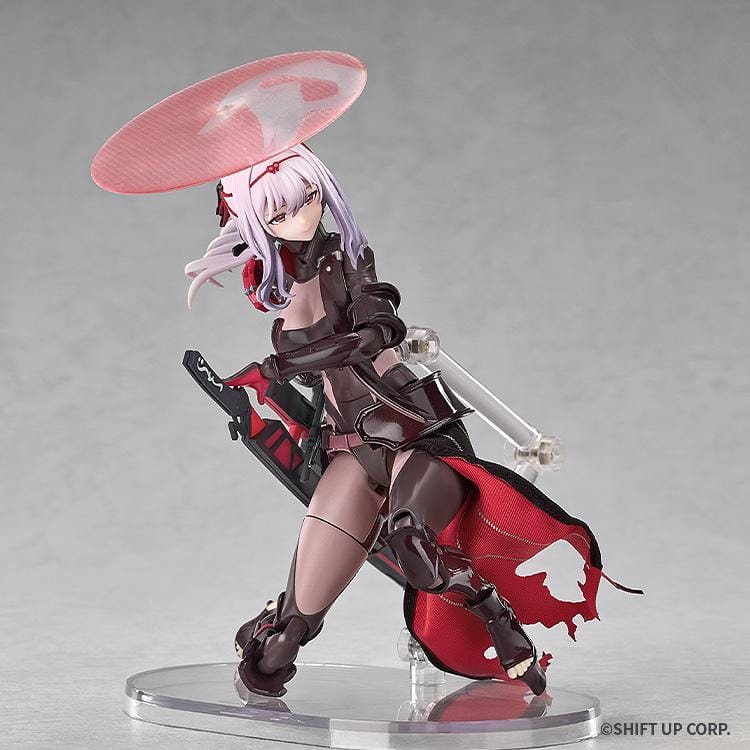 GODDESS OF VICTORY NIKKE Hyper Body Scarlet Black Shadow Figure featuring black and red armor, circular headpiece, and large red sword