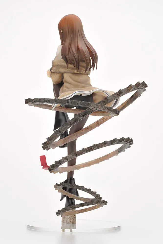 Steins Gate Kurisu Makise 1/8 Scale Figure posed with an intricate mechanical gear display