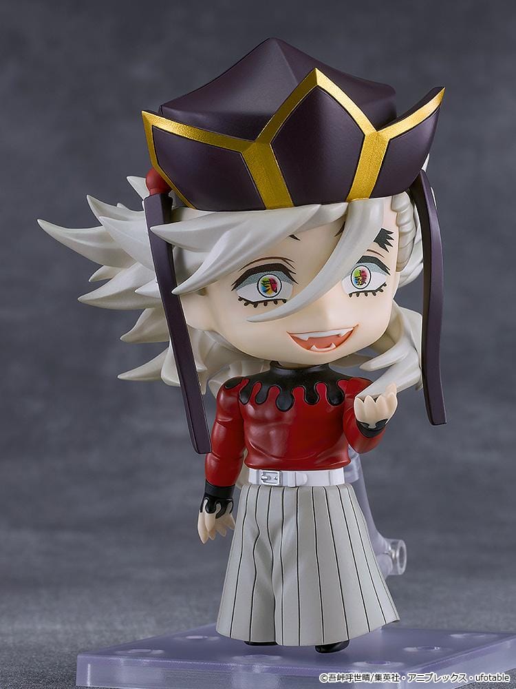Demon Slayer Kimetsu no Yaiba Nendoroid Doma Figure with golden fans ornate headpiece and rainbow eyes