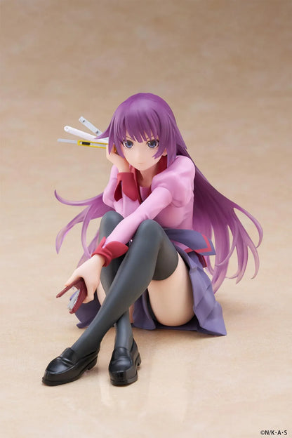 Hitagi Senjougahara Desktop Cute reissue figure from Monogatari Series sitting with stationery accessories