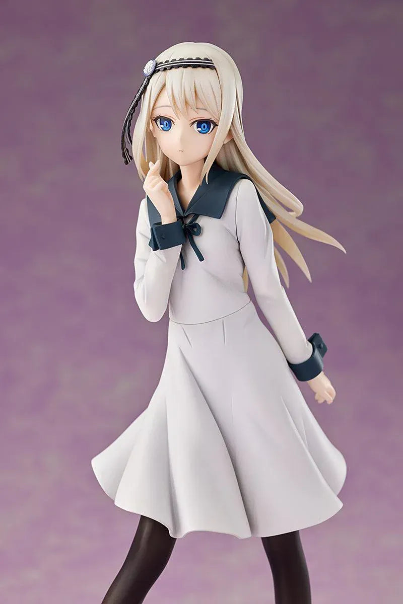 Kaguya-sama Love is War The First Kiss That Never Ends Kei Shirogane 1/7 scale figure wearing a flowing white dress with a translucent blue heart display base