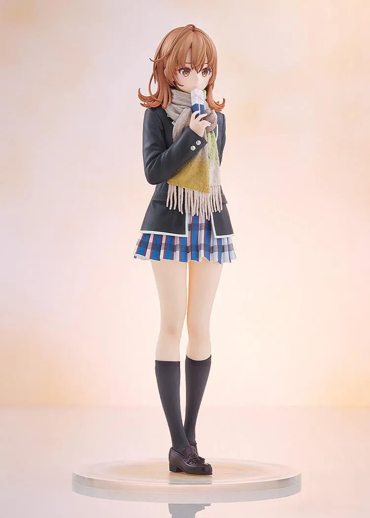 Iroha Isshiki Light Novel Ver. 1/6 scale figure wearing a school uniform and pastel scarf, holding a wrapped gift on a round base.