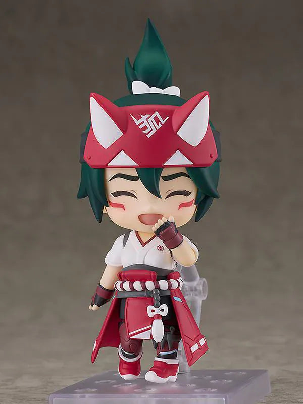 OVERWATCH Nendoroid Kiriko Figure Rerelease featuring Kiriko in a chibi style with fox-inspired headband mask, red outfit, and kunai accessory.