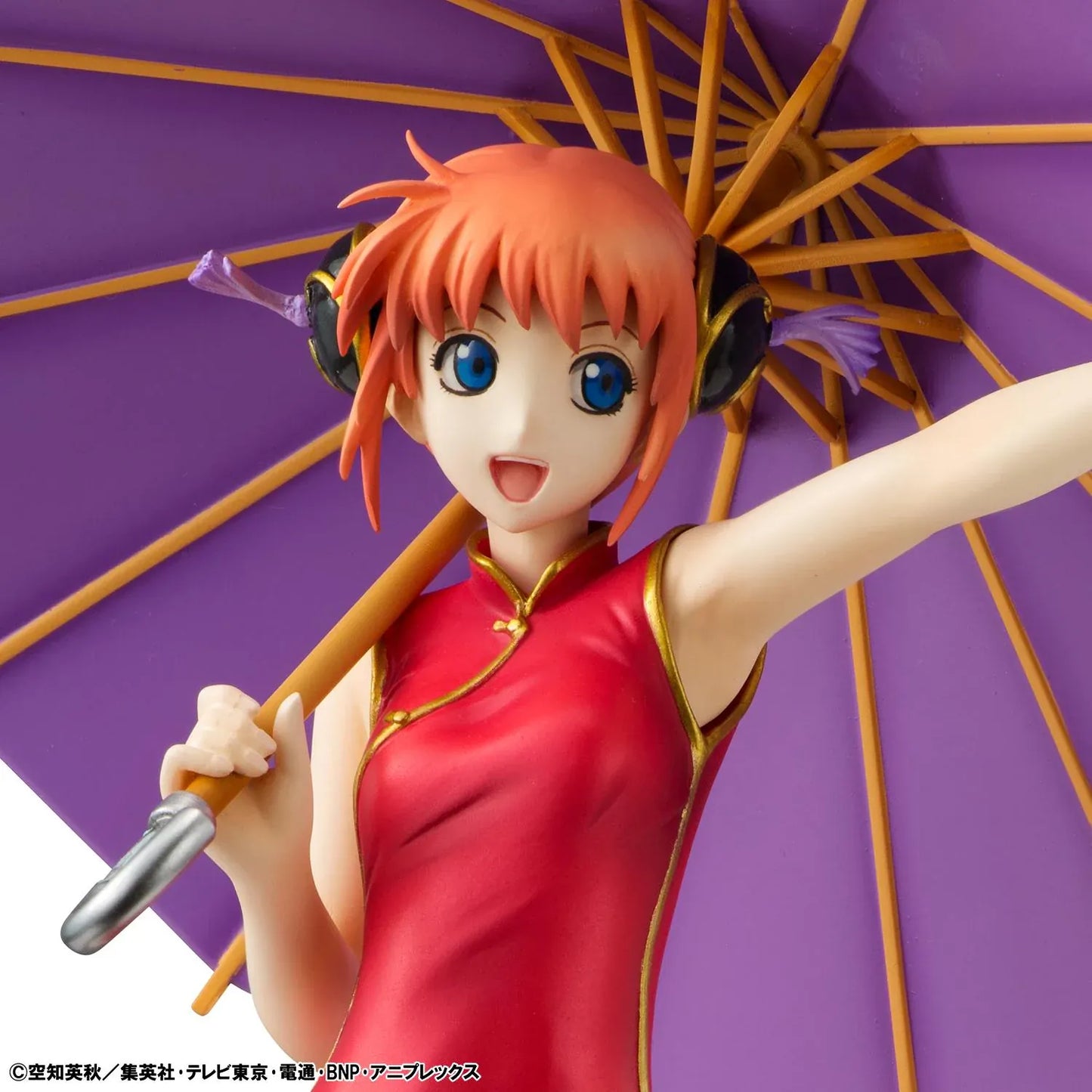 Gintama G.E.M. Series Kagura Figure Limited Repeat Reissue wearing her red Chinese-style dress and holding a purple umbrella
