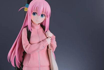 Bocchi the Rock Hitori Gotoh 1/7 scale figure rerelease featuring pink jacket, pleated skirt, and guitar case backpack