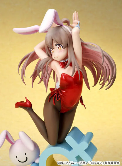 ONIMAI I'm Now Your Sister Mahiro Oyama Bunny Girl Style 1/7 Scale Figure featuring Mahiro in a red bunny outfit with bunny ears, flowing hair, tights, and themed display base.