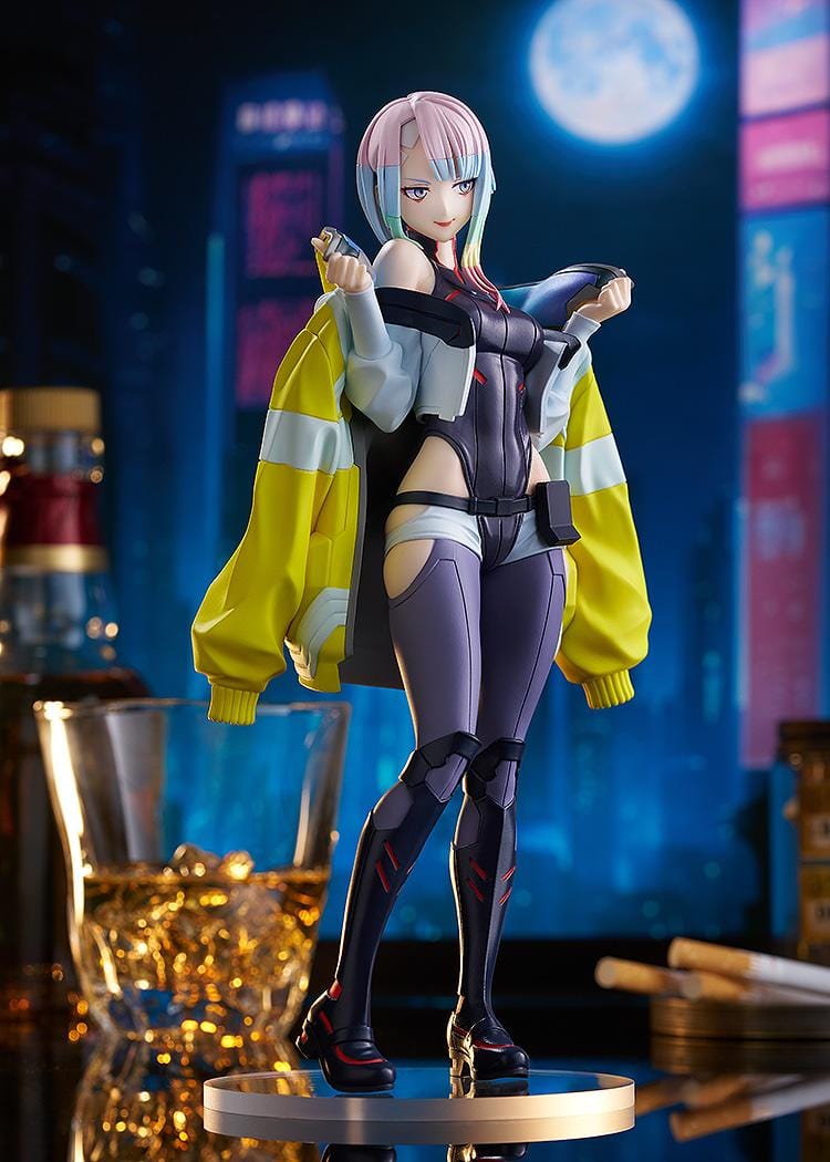 Cyberpunk: Edgerunners Pop Up Parade Lucy figure in bodysuit with yellow jacket and pastel hair