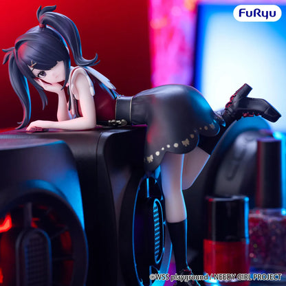 Ame-chan Noodle Stopper figure featuring a dark ponytail, black and burgundy outfit, platform shoes, and a relaxed reclining pose.