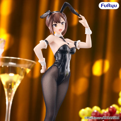Hisako Kotobuki BiCute Bunnies figure wearing a glossy black bunny suit, long bunny ears, fishnet tights, and black heels.