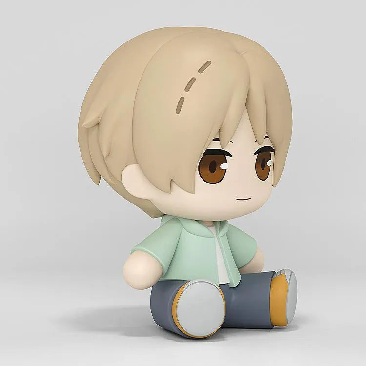 Takashi Natsume Huggy Good Smile figure seated in a mint-green shirt, dark pants, and gray shoes.