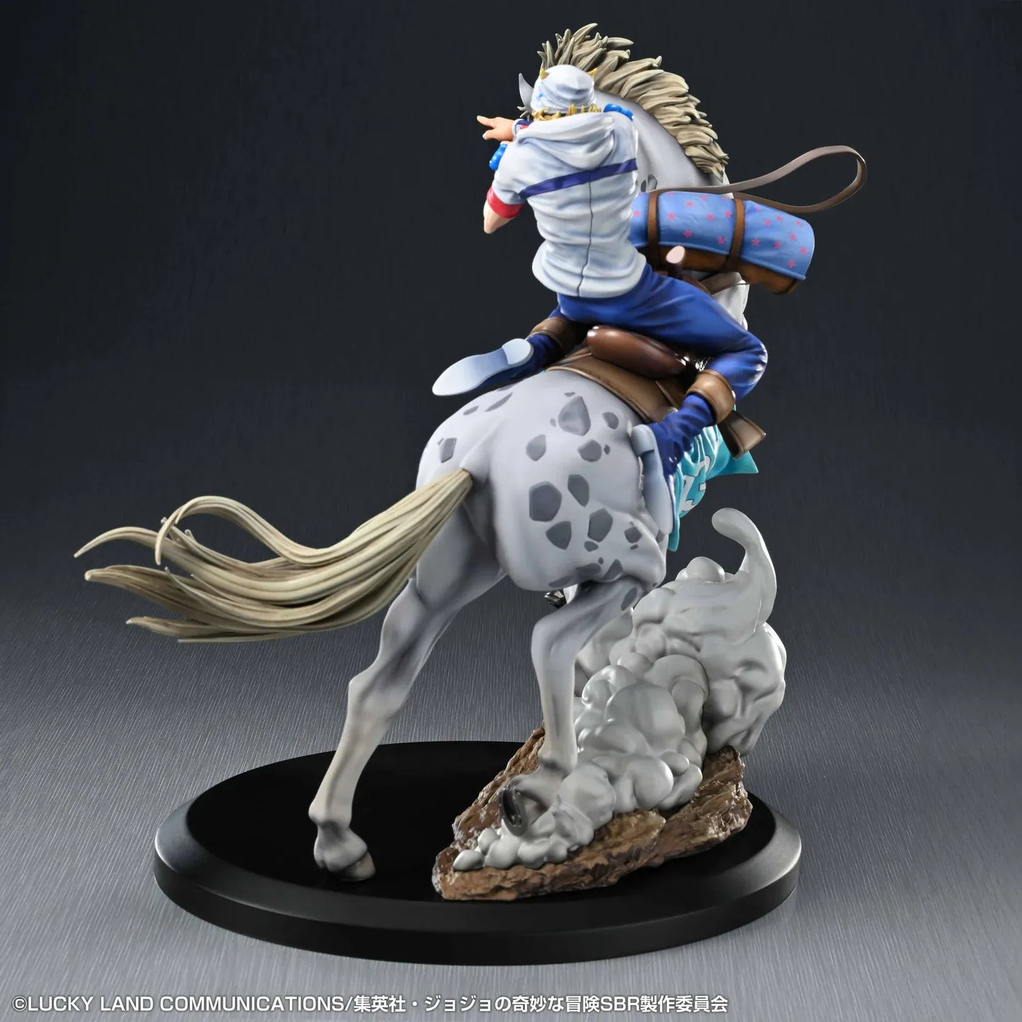 STEEL BALL RUN JoJo's Bizarre Adventure Chozo Art Collection Johnny Joestar and Slow Dancer Figure with dynamic horseback pose and rocky base