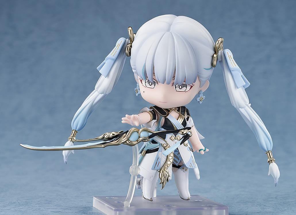 Wuthering Waves Nendoroid Jinhsi chibi figure with twin tails and sword accessory