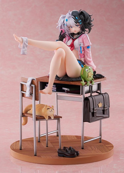 Snowbreak Containment Zone Eatchel The Cub Overdue Radiance 1/7 scale figure sitting on classroom desk with school accessories