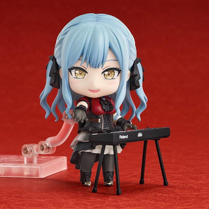 BanG Dream Nendoroid Oblivionis Figure with blue twin-tail hair, black masquerade mask, gothic outfit, and seated pose