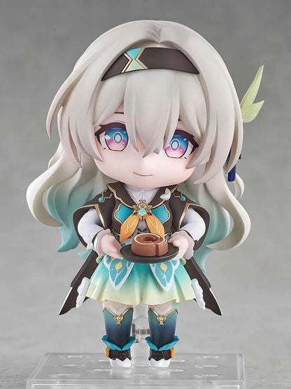 Honkai Star Rail Nendoroid Firefly Figure with teal white and gold outfit flowing hair and character accessory