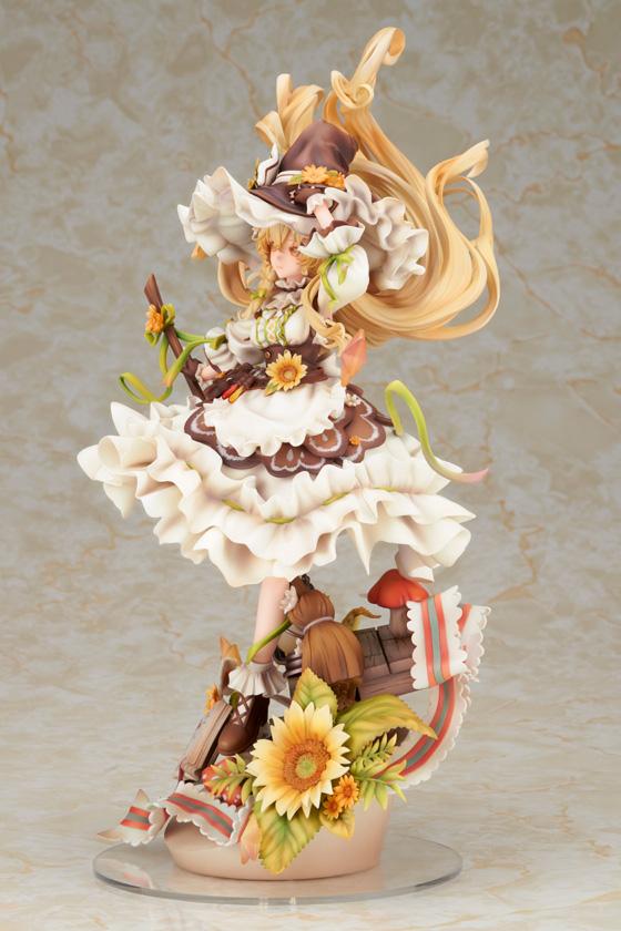 Touhou Project Marisa Kirisame 1/8 scale figure with flowing blonde hair, frilled witch dress, sunflowers, lantern, and detailed fantasy base.